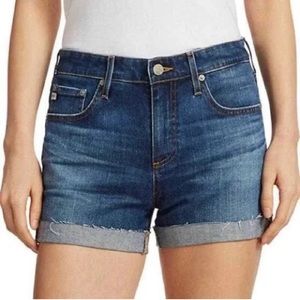 AG- The Hailey ex-boyfriend roll-up jean short, blue, size 26.